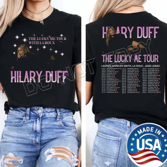 Hilary Duff the Lucky Me Tour 2026 Two Sided Unisex T-shirt