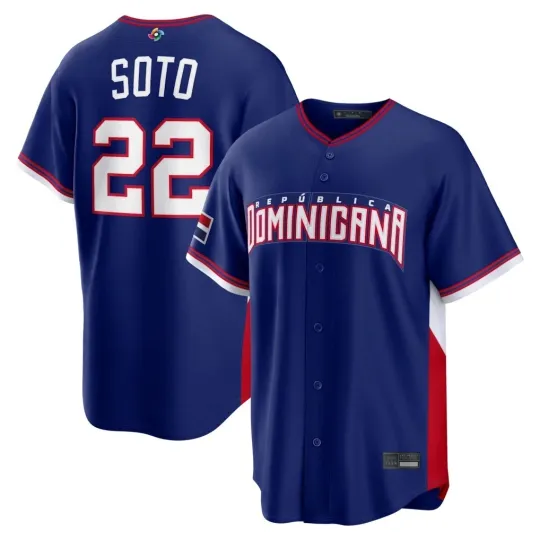 Discover Men's/Youth Juan Soto #22 Dominican Republic Royal 2026 World Baseball Jersey