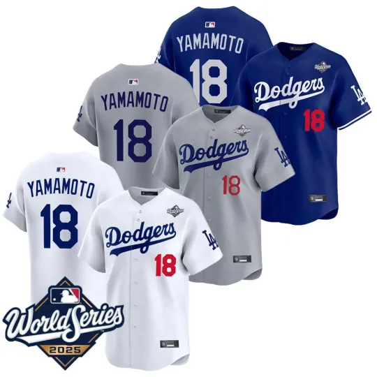 Discover Men's Dodgers #18 Yoshinobu Yamamoto 2025 World Series Jersey