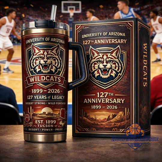Discover Arizonna Wildcats Tumbler 40oz With Handle, Wildcats Anniversary 1899-2026 Mug, Arizonna Wildcats Gift, College Basketball Fan Cup