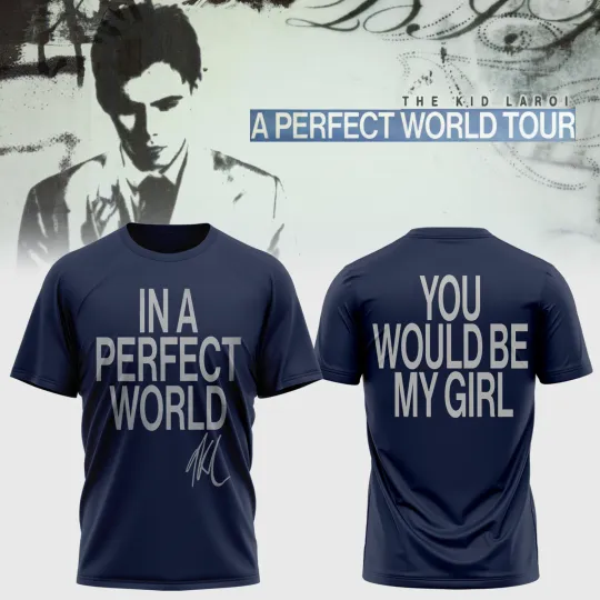 The Kid Laroi A PERFECT WORLD Tour 2026 All Over Shirt - Navy, Size S to 5XL