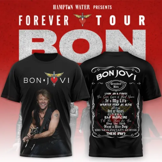 Discover BON JOVI 2026 USA Forever Tour, The Greatest Hits All Over Shirt