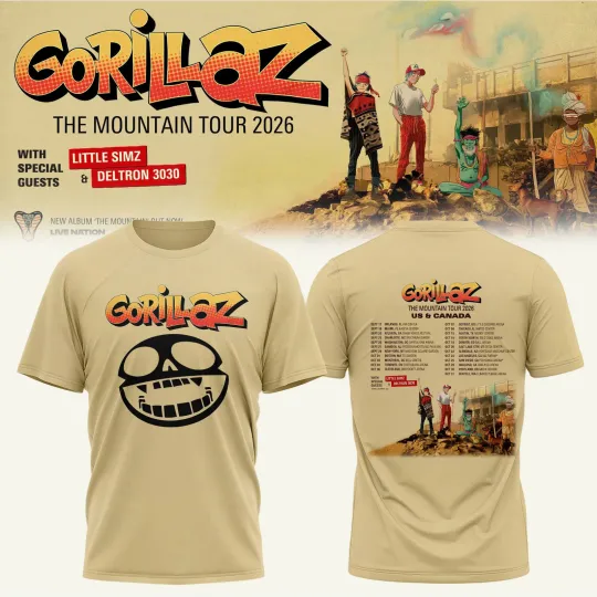 Discover Gorillaz The Mountain Tour 2026 North America Edition - All Over Print TShirt