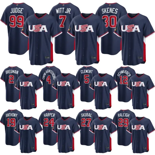 Discover NWT Men's/Youth USA Baseball Navy 2026 World Baseball Player Jersey