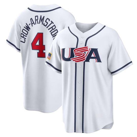Discover USA Baseball Jersey#4 Pete Crow-Armstrong,Men's/Youth White 2026 World Baseball Classic