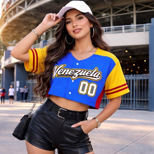 Discover Venezuela Croptop Baseball Jersey, Custom Name and Number Venezuela Jersey