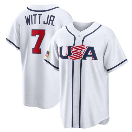 Discover USA Baseball Jersey #7 Bobby Witt Jr.,Men's/Youth White 2026 World Baseball Classic