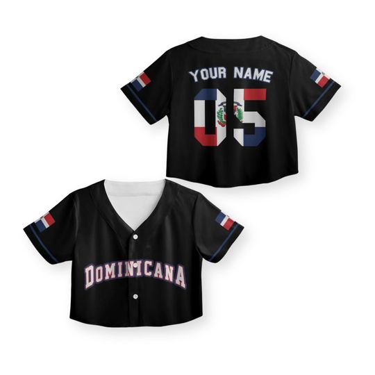 Discover Dominicana Crop Top Baseball Jersey  Custom Name & Number