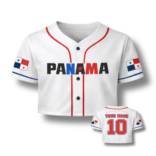 Discover Panama Crop Top Baseball Jersey, Custom Name Number, Women Sport Crop Jersey Shirt