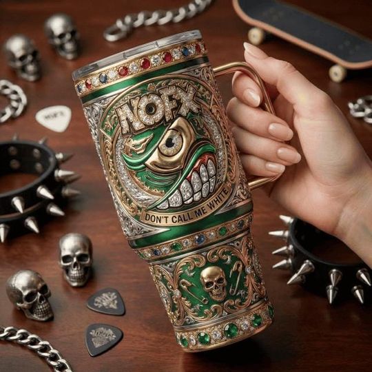 Discover NOFX Punk Rock Tumbler with Handle, NOFX Fan Gift Stainless Steel Mug, Punk Band Insulated Travel Cup, Skate Punk Music Drinkware