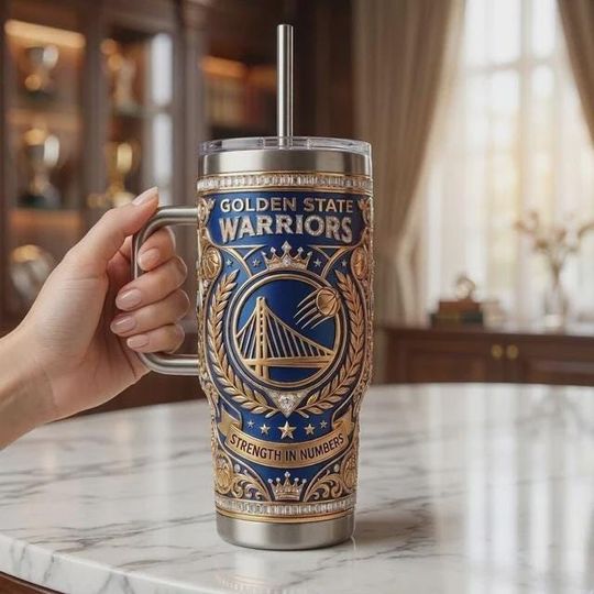Discover Golden State Warriors Tumbler with Handle, Warriors Strength in Numbers Stainless Steel Mug, NBA Basketball Fan Gift, Insulated Travel Cup
