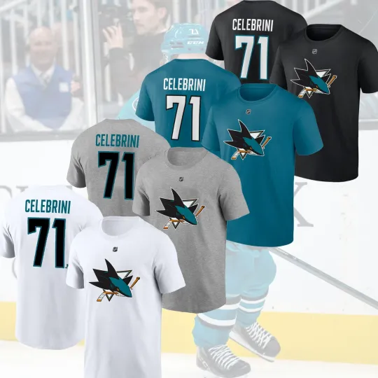 Discover Macklin Celebrini #71 San Jose Sharks Name & Number Fan Gifts