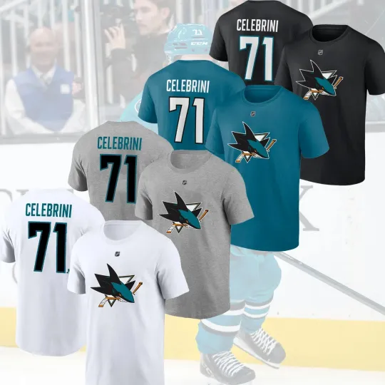 Macklin #71 Celebrini San Jose Sharks Name & Number T-shirt Fan Gifts