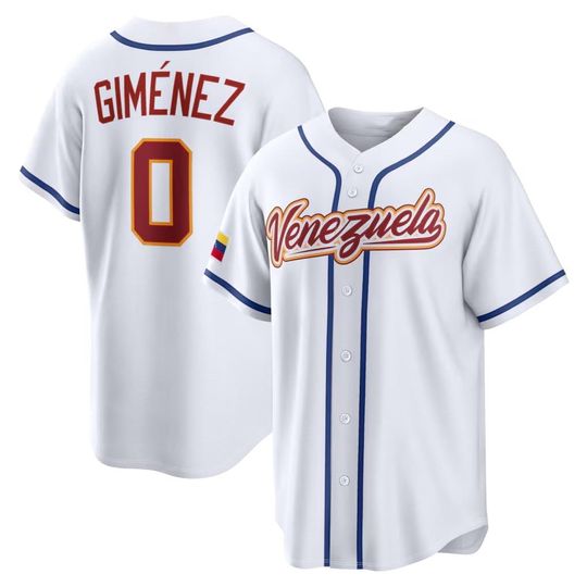Discover Venezuela  Baseball Jersey# 0 Andrs Gimnez,Men's/Youth White 2026 World Baseball Classic