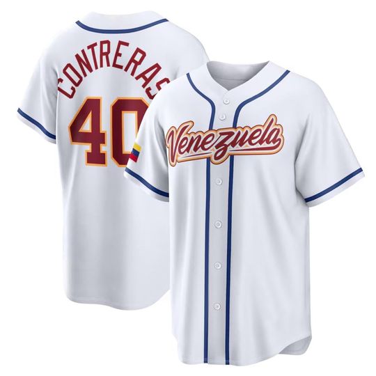 Discover Venezuela  Baseball Jersey# 40 Willson Contreras,Men's/Youth White 2026 World Baseball Classic