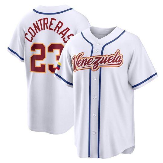 Discover Venezuela Baseball Jersey# 23 William Contreras,Men's/Youth White 2026 World Baseball Classic