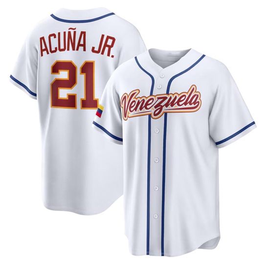 Discover Venezuela  Baseball Jersey# 21 Ronald Acua Jr.,Men's/Youth White 2026 World Baseball Classic
