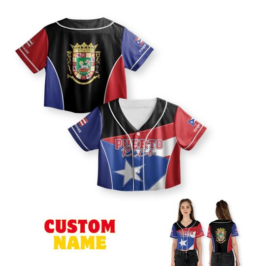 Custom Puerto Rico Crop Baseball Jersey