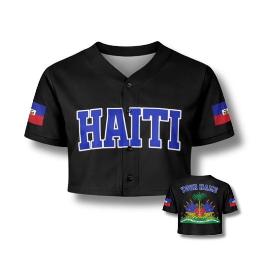 Discover Haiti Crop Top Baseball Jersey, Custom Name Number, Women Sport Crop Jersey Shirt