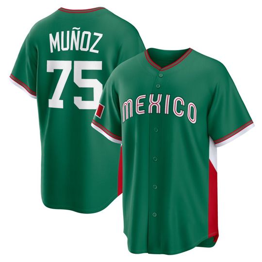 Discover Mexico Baseball Jersey#75 Andrs Muoz,Men's/Youth Green 2026 World Baseball Classic