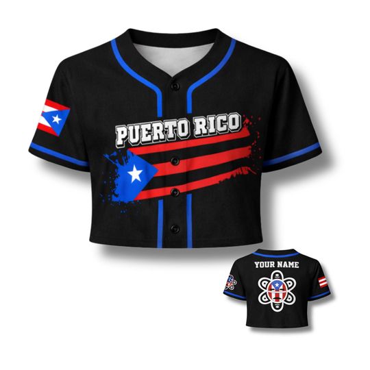 Discover Puerto Rico Baseball Crop Top Jersey Custom Name