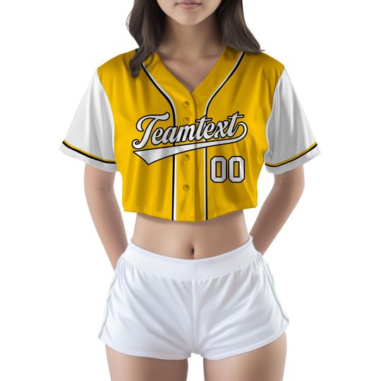 Discover Custom Short Baseball Cheer Jersey Crop Top for Women with Name and Number Embroidery or Heat Press Uniform for Club Cosplay