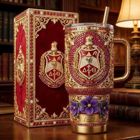 Discover 40oz Legacy Torch Tumbler with Handle  Luxury Red & Gold Printed Stainless Steel Gift for Fraternity Members