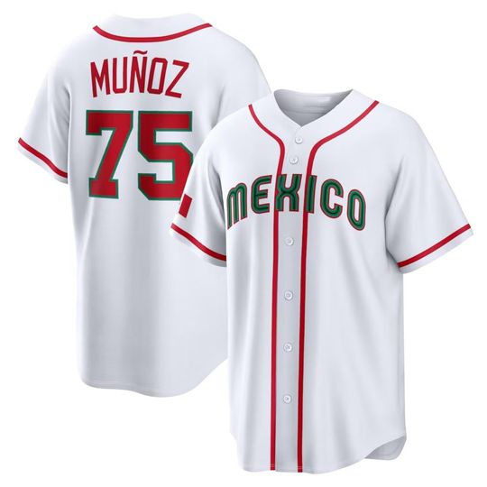 Discover Mexico Baseball Jersey#75 Andrs Muoz,Men's/Youth White 2026 World Baseball Classic