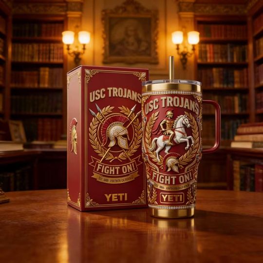 Discover USC Trojans Stainless Steel Tumbler with Handle, Fight On Travel Cup, Ideal Gift for USC Fans, College Football Drinkware
