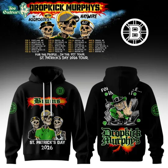 Boston Bruins x Dropkick Murphys St. Patrick’s Day Tour 2026 Hoodie 3D