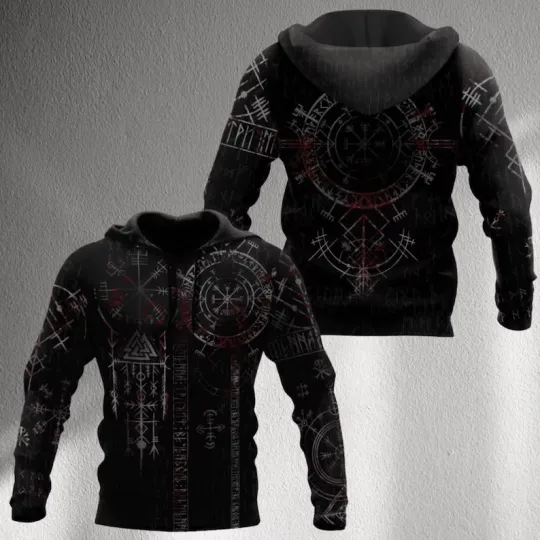 Viking Vegvisir Compass Norse Rune Pagan Symbol 3D Hoodie Men Women Gift