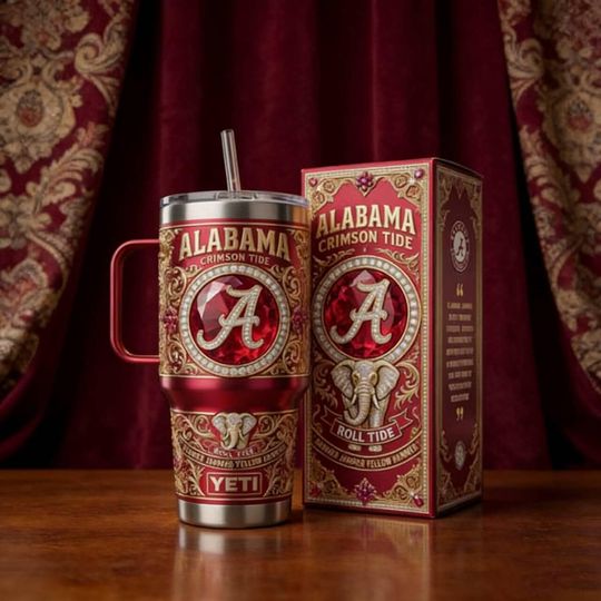 Discover Albm Crimson Tide Stainless Steel Tumbler with Handle | Roll Tide Insulated Cup | Perfect Albm Fan Gift