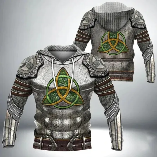 Discover 3D Hoodie Celtic Armor Irish Warrior Knight Viking Trinity Knot Medieval Style