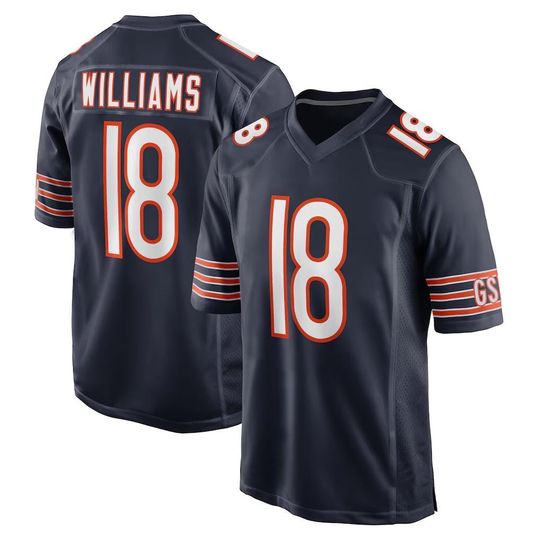 Men's Chicago city Caleb Williams  Navy Player Game Jersey