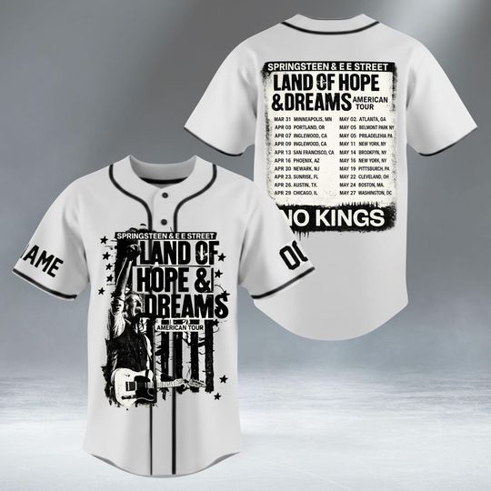 Custom Bruce Springsteen Tour 2026 Baseball Jersey, Bruce Springsteen Land Of Hope & Dreams Tour Shirt, Bruce Springsteen Fan Gift