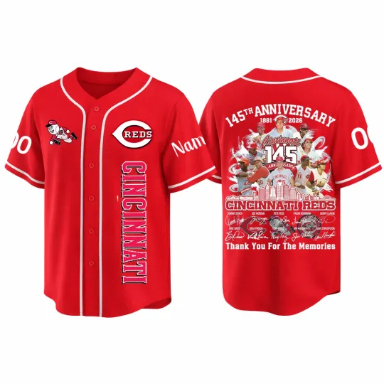 Discover Personalized Cincinnati Reds 145th Anniversary 1881-2026 Baseball Classic