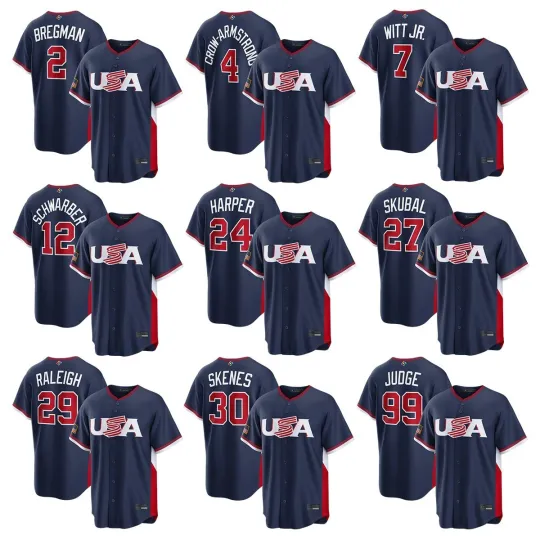 Discover Men's USA Baseball Navy 2026 World Baseball Classic Stitched Jersey All Player