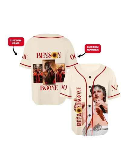 Discover Personalized Benson Boone Baseball Jersey, Fireworks Tour Tee, Custom Name Music