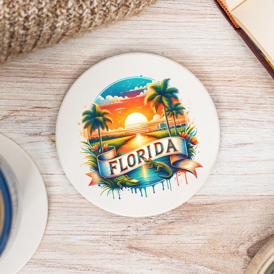 Florida State Coasters, Florida Decor, Florida Keepsake, Florida Home, Housewarming Gift