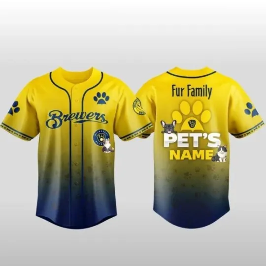 2026 Brewers x Fur Family Pet Game Night Baseball Jersey