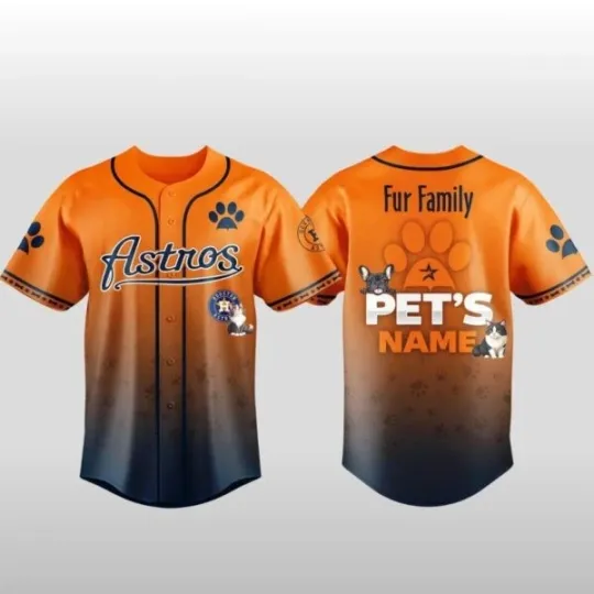 Discover 2026 Astros x Fur Family Pet Game Night Baseball Jersey