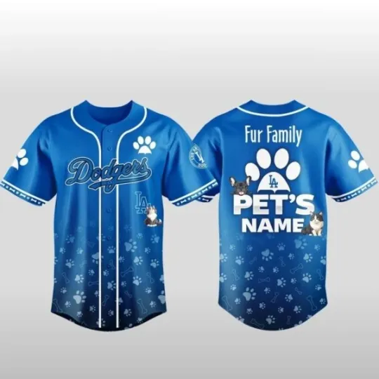 Discover 2026 Dodgers x Fur Family Pet Game Night Baseball Jersey