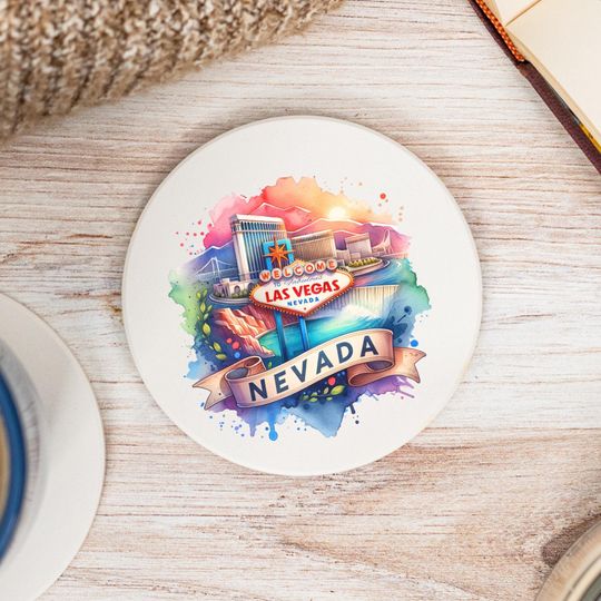 Discover Nevada State Coasters, Colorful Ceramic Coaster, Nevada Decor, Nevada Keepsake, Nevada Home, Housewarming Gift, Watercolor Artwork