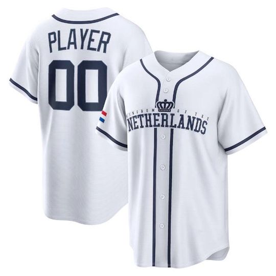 Discover Custom Embroidered Netherlands Baseball Jersey, White WBCC Fan Shirt, Men's/Youth Sizes