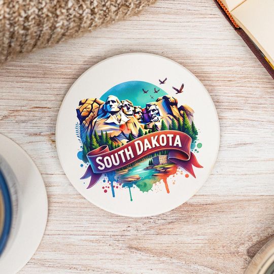 Discover South Dakota Ceramic Coaster, SD Decor, State Keepsake, Housewarming Gift