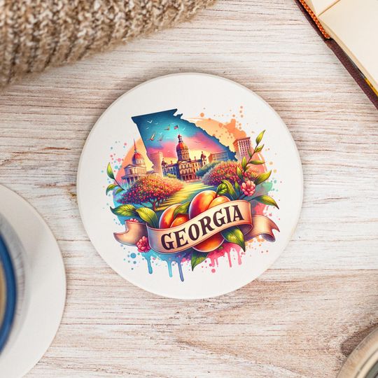 Discover Georgia State Ceramic Coasters - Georgia Home Decor and Keepsake