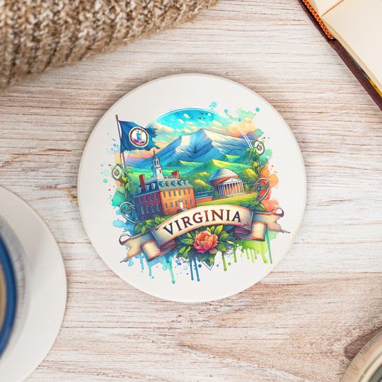 Discover Virginia State Coasters, Home Decor, Keepsake, Housewarming Gift