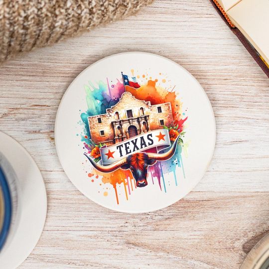 Discover Texas State Ceramic Coasters, Housewarming Gift, Texas Decor, Texas Keepsake