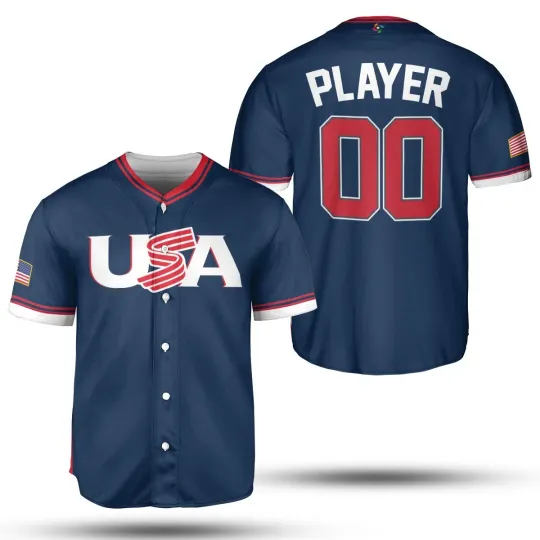 Discover Men's USA Baseball Navy Jersey 2026 USA World Baseball Custom Name & Number Tee