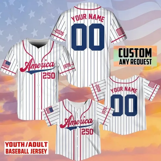 Discover Personalized America 250th Anniversary Happy 4th Of July Baseball Jersey Shirt